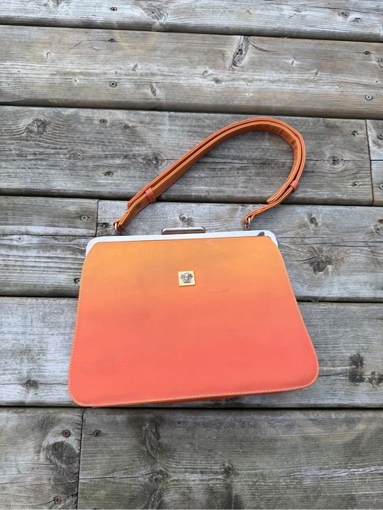 Hungun Handbags - Vintage HUNGUN Orange Structured Frame Shoulder Bag Retro Y2K